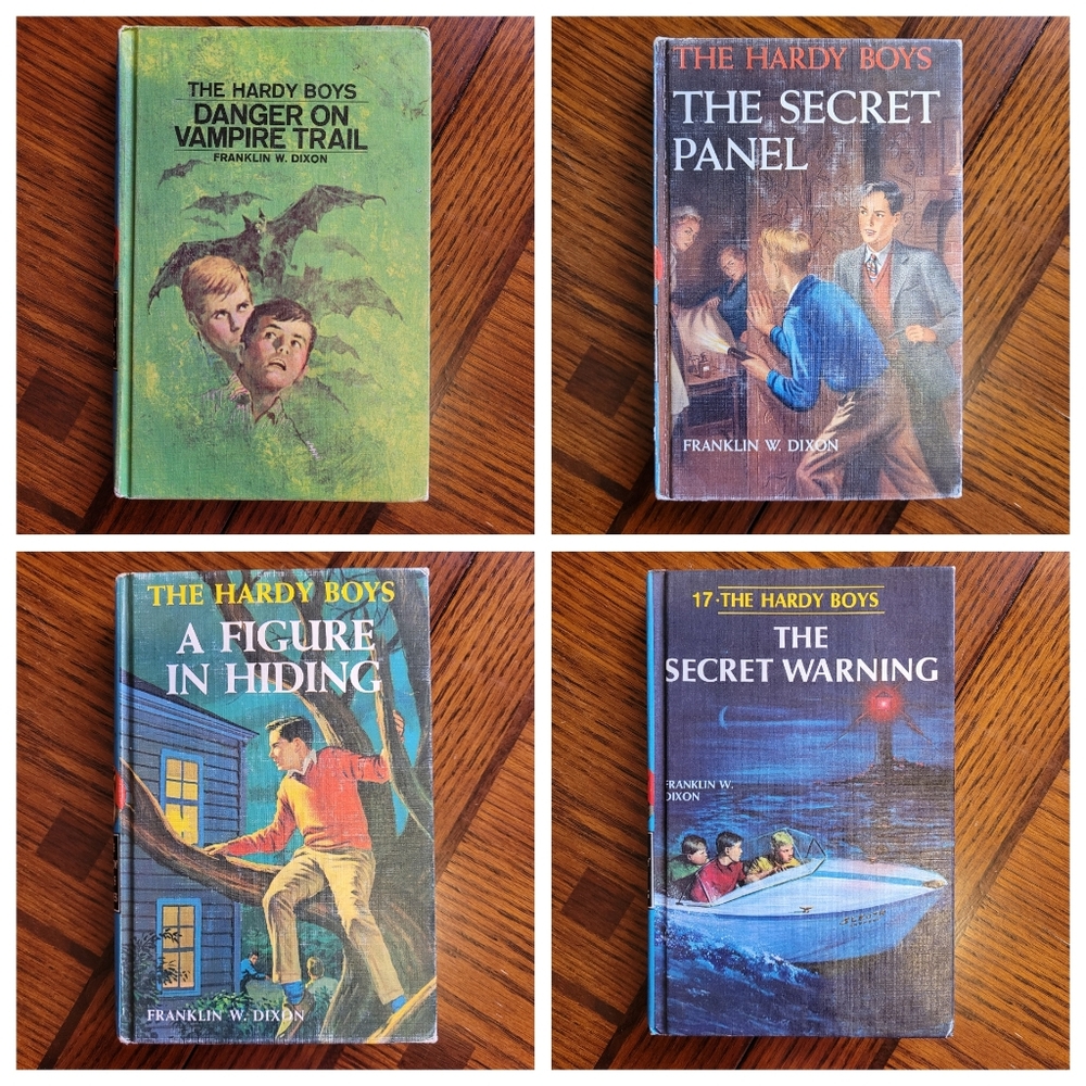 Hardy Boys 4 books.  Vintage Reading. Mystery Stories. 1965, 1980, 1946, 1971.